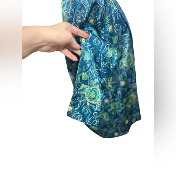 ZARA Blue green Paisley nwt Blazer Jacket Open
Front Floral Lined extra large - Picture 5 of 14